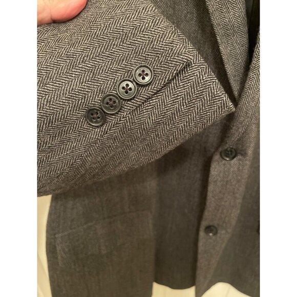 Mens Herringbone Blazer Jacket 52T 100% Wool Gray - Picture 9 of 16